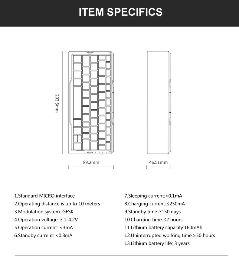 Foldable Bluetooth Keyboard Mini Aluminum Rechargeable Folding Wireless Keypad With Stand For Phone