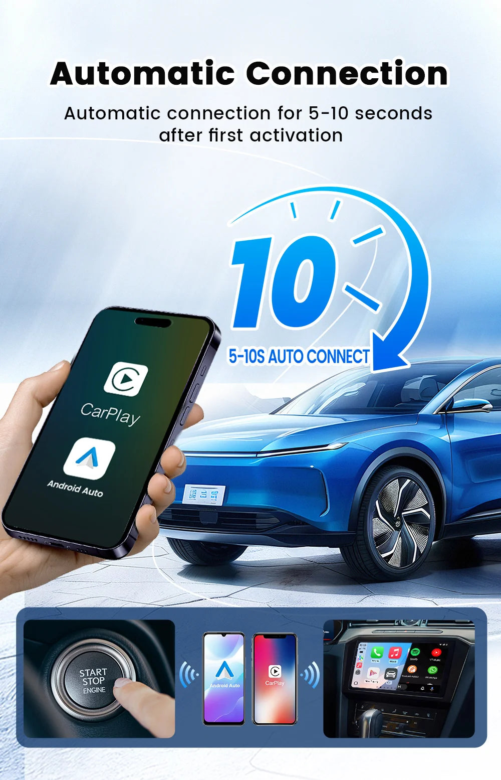 CarlinKit Mini Ultra 3 Wireless CarPlay & Android Auto Tiny Adapter