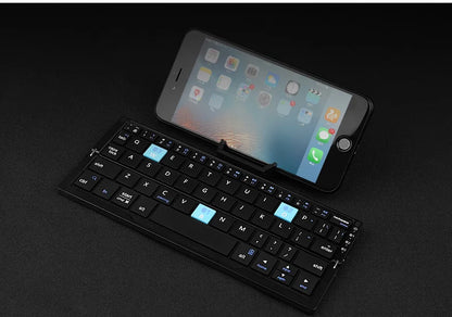 Foldable Bluetooth Keyboard Mini Aluminum Rechargeable Folding Wireless Keypad With Stand For Phone