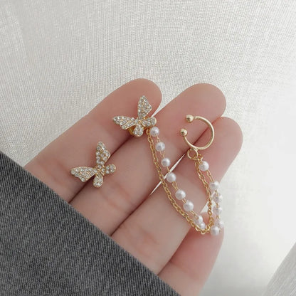 Rhinestone Butterfly Stud Earrings Jewelry
