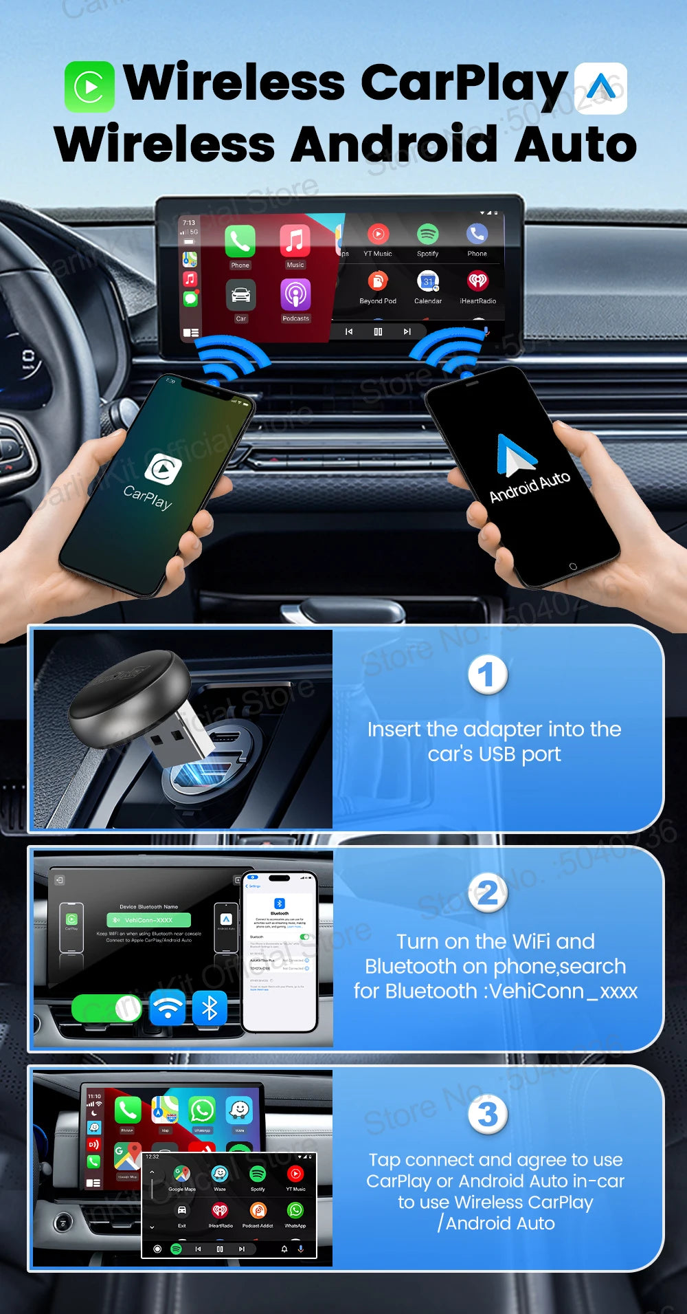 CarlinKit Mini Ultra 3 Wireless CarPlay & Android Auto Tiny Adapter
