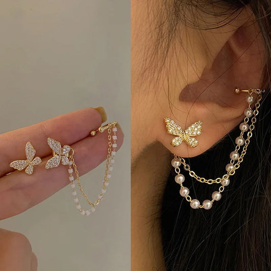 Rhinestone Butterfly Stud Earrings Jewelry