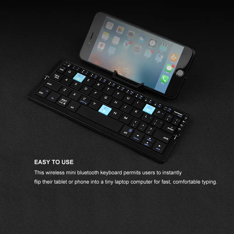 Foldable Bluetooth Keyboard Mini Aluminum Rechargeable Folding Wireless Keypad With Stand For Phone