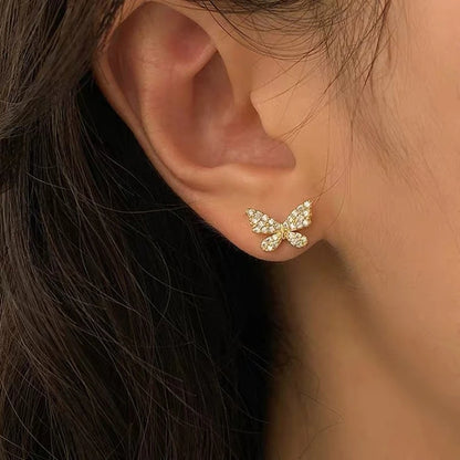 Rhinestone Butterfly Stud Earrings Jewelry