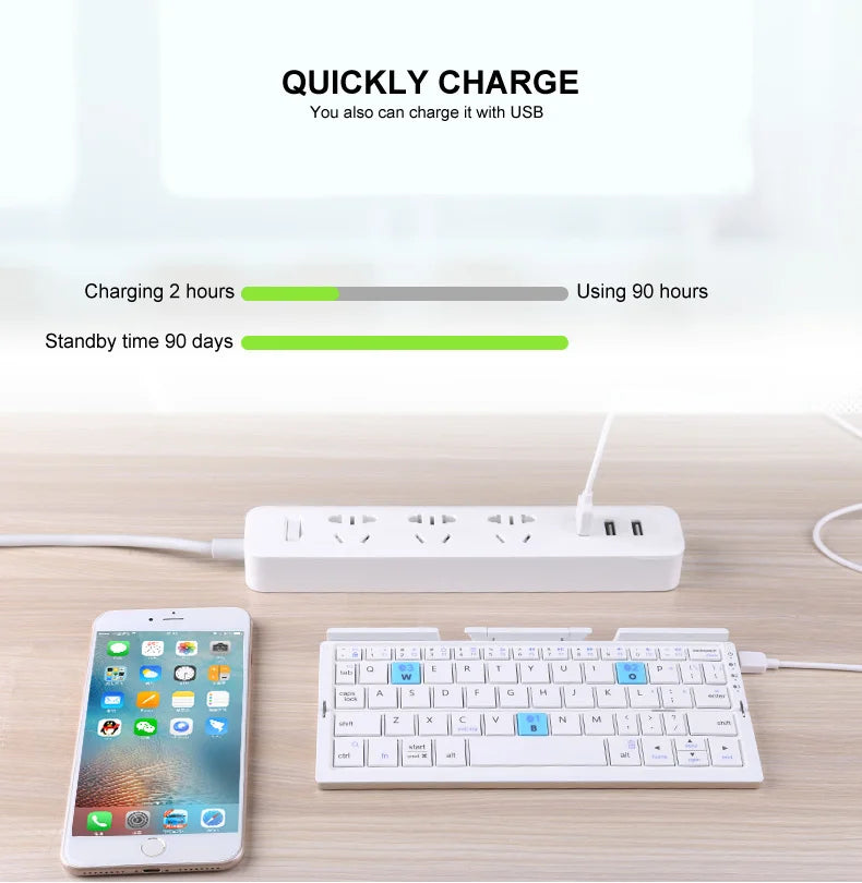 Foldable Bluetooth Keyboard Mini Aluminum Rechargeable Folding Wireless Keypad With Stand For Phone