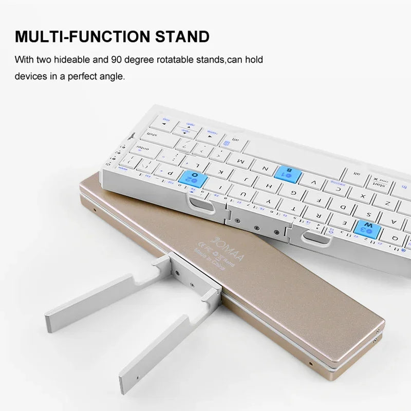 Foldable Bluetooth Keyboard Mini Aluminum Rechargeable Folding Wireless Keypad With Stand For Phone