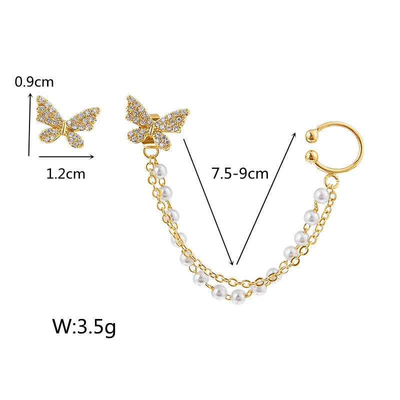 Rhinestone Butterfly Stud Earrings Jewelry