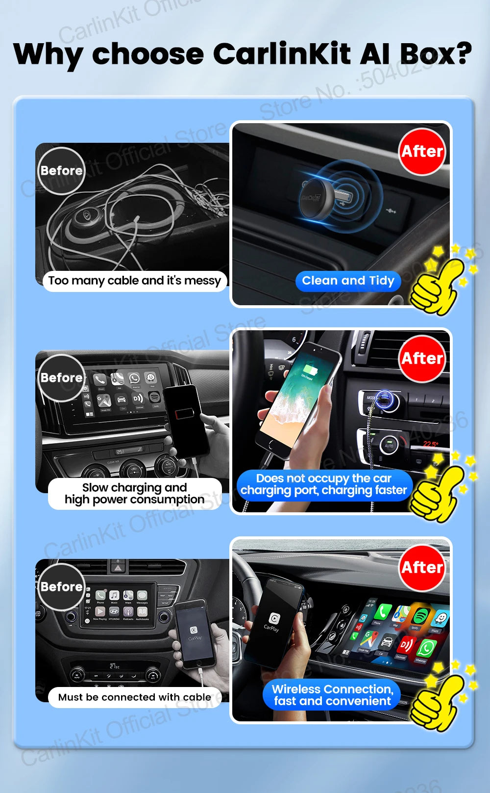 CarlinKit Mini Ultra 3 Wireless CarPlay & Android Auto Tiny Adapter