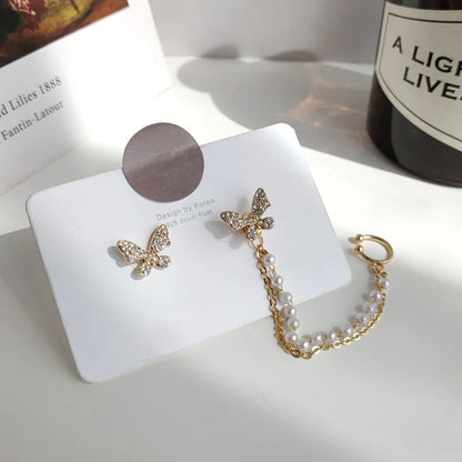 Rhinestone Butterfly Stud Earrings Jewelry