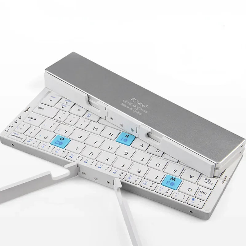 Foldable Bluetooth Keyboard Mini Aluminum Rechargeable Folding Wireless Keypad With Stand For Phone