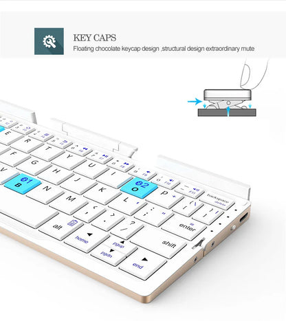 Foldable Bluetooth Keyboard Mini Aluminum Rechargeable Folding Wireless Keypad With Stand For Phone
