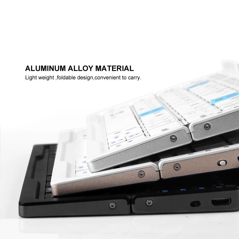 Foldable Bluetooth Keyboard Mini Aluminum Rechargeable Folding Wireless Keypad With Stand For Phone