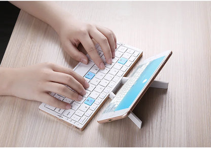 Foldable Bluetooth Keyboard Mini Aluminum Rechargeable Folding Wireless Keypad With Stand For Phone